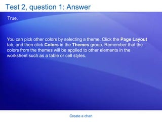 Create a chartAdd your chart to a PowerPoint presentationWhen your chart looks just the way you want and it’s ready for a debut, you can easily add it to a Microsoft Office PowerPoint®presentation. Here’s how it works.In the chart’s lower-right corner, the Paste Options  button      appears. Click the button. Now you’re ready to present your chart. 
