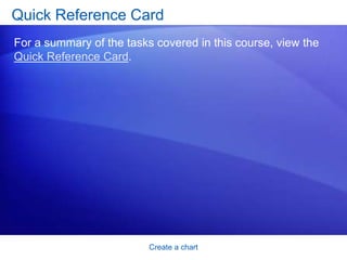 Create a chartTest 2, question 1: AnswerTrue.You can pick other colors by selecting a theme. Click the Page Layout tab, and then click Colors in the Themes group. Remember that the colors from the themes will be applied to other elements in the worksheet such as a table or cell styles.