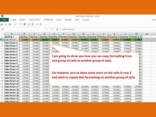 Excel tutorial   how to repeat formatting for groups of cells