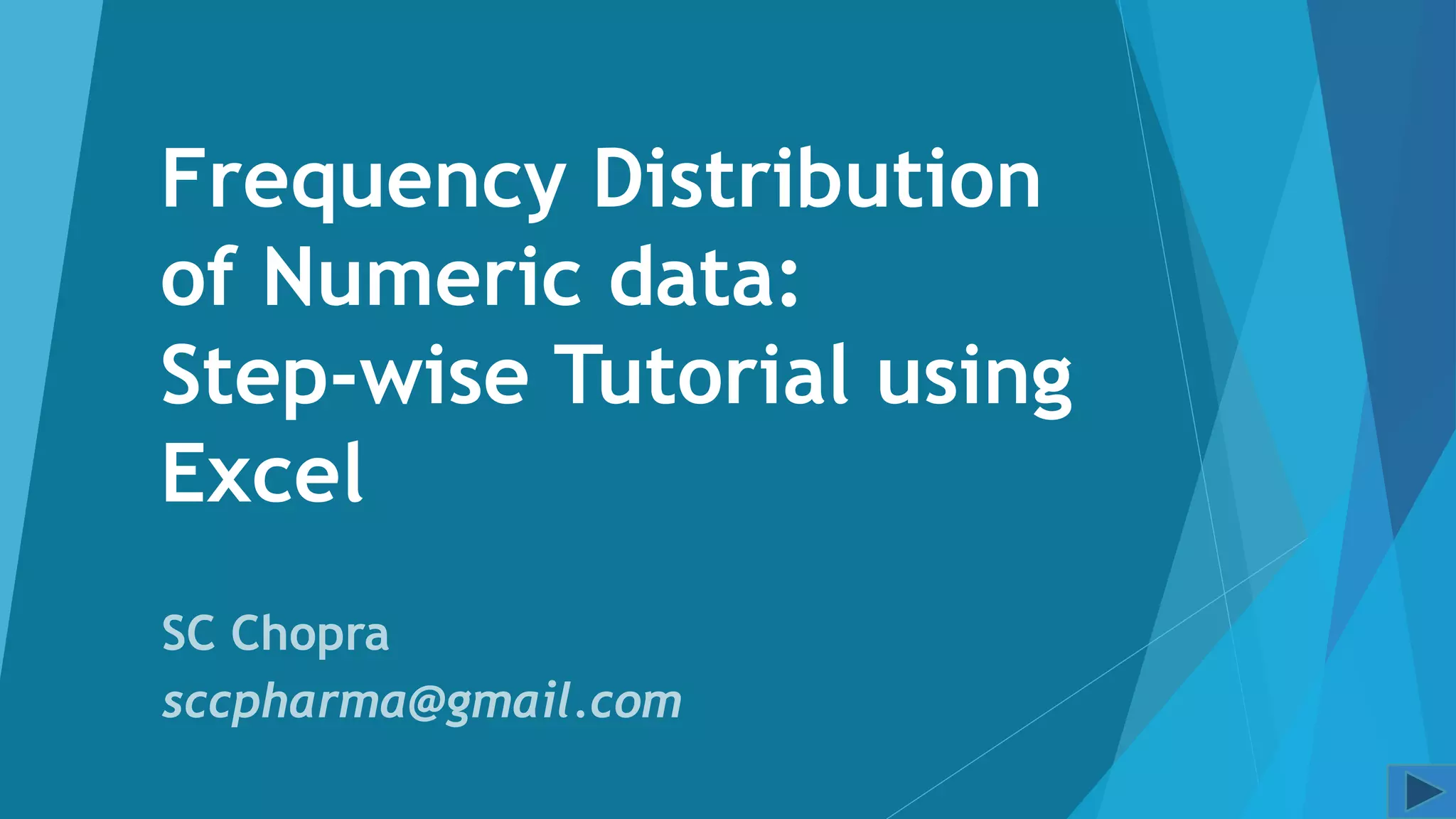Excel tutorial for frequency distribution | PPT