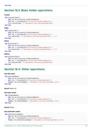 Scripting Filesystemobject Vba Excel vba notesforprofessionals | PDF