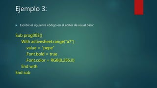 Visual Basic Sub Example Excel y visual basic | PPTX