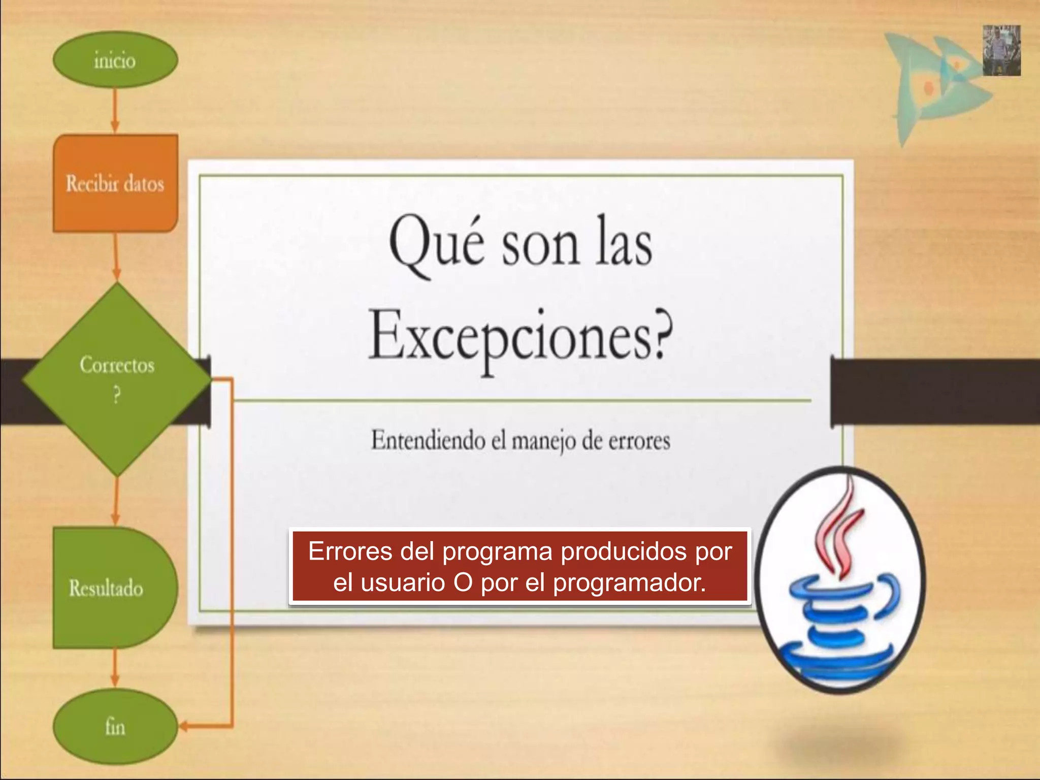 Errores del programa producidos por 
el usuario O por el programador. 
 