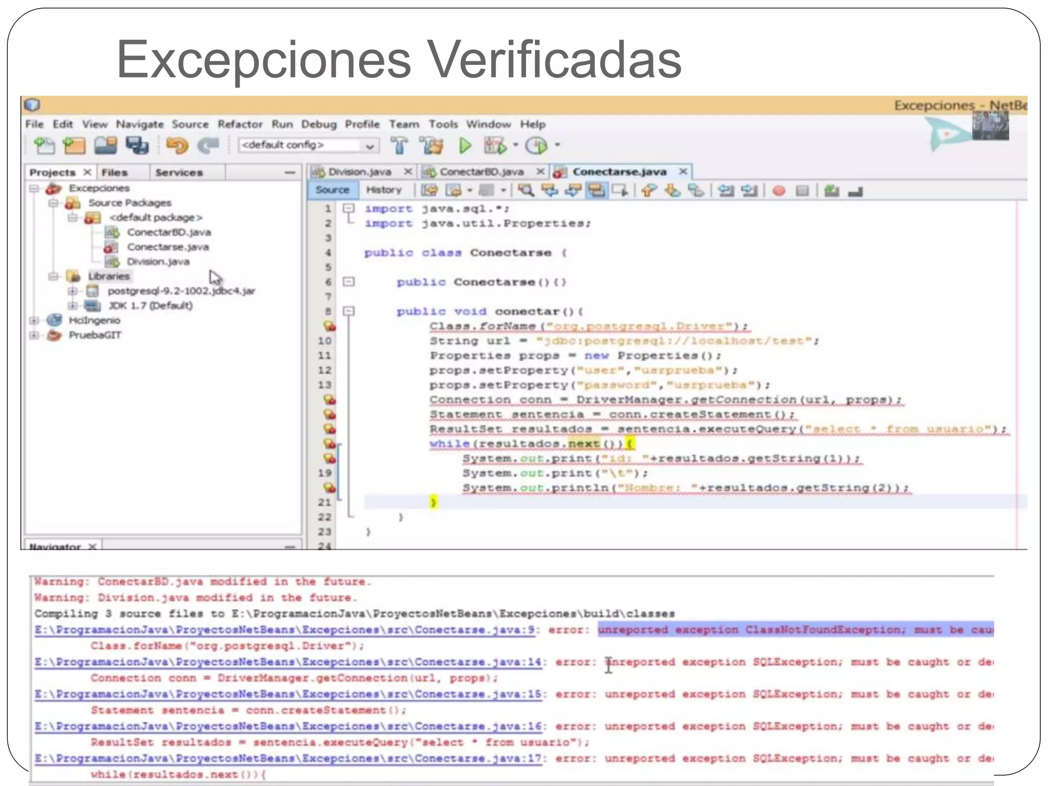 Excepciones Verificadas 
 