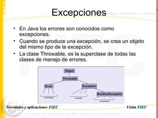 Excepciones ,[object Object],[object Object],[object Object],Visita   FIEC Novedades y aplicaciones  FIEC 