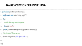 Exception handling in java about the java exceptions and the all ...