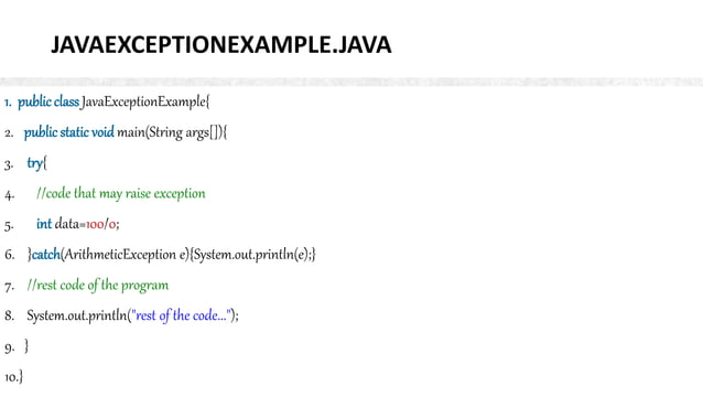 Exception handling in java about the java exceptions and the all ...