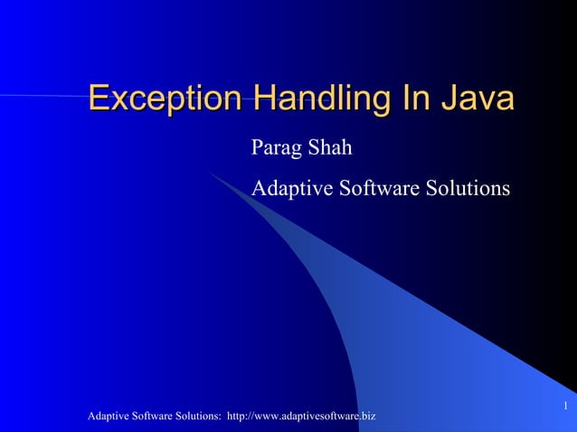 Exception Handling In Java | ODP | Programming Languages | Computing