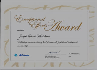 Exceptional effort award