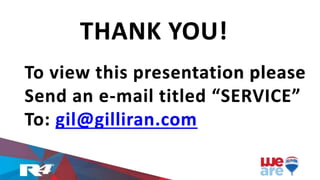 To view this presentation please
Send an e-mail titled “SERVICE”
To: gil@gilliran.com
THANK YOU!
 