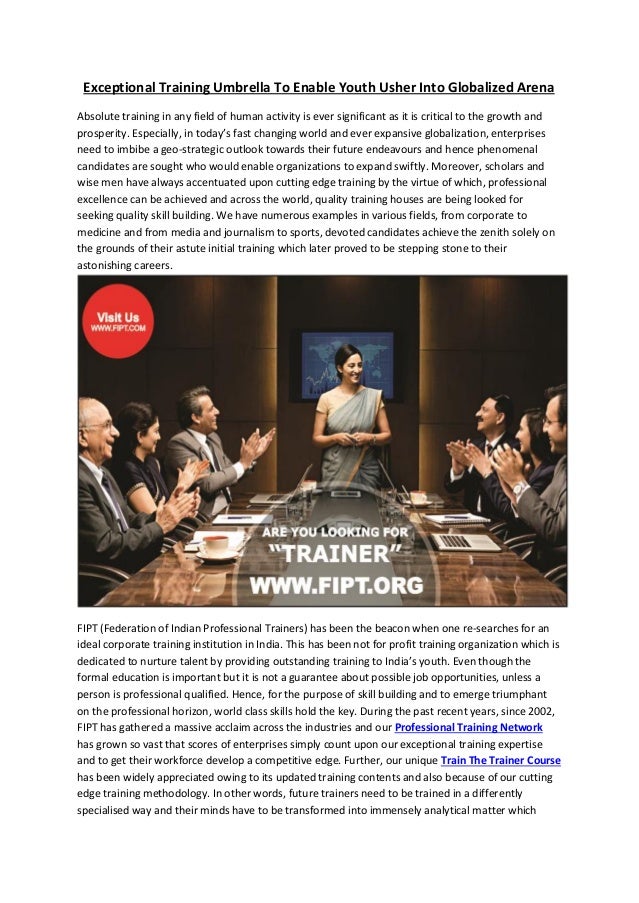 Exceptional training umbrella to enable youth usher into globalized arena