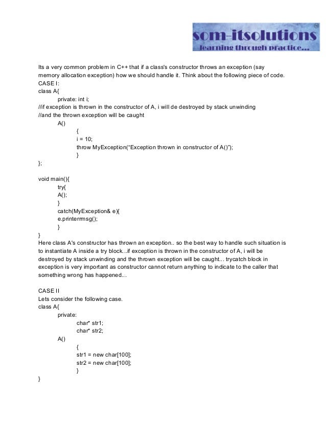 Exception Handling in the C++ Constructor