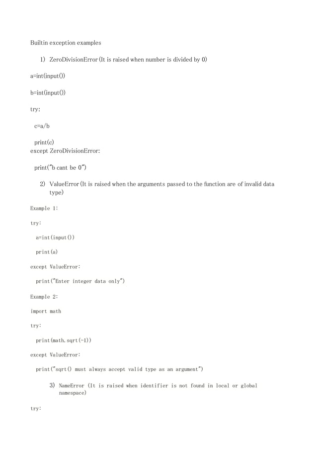 Exception Example in Python | DOC