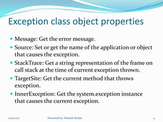 Exception handling in asp.net