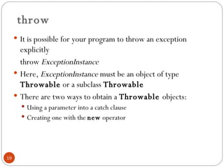 Exception handling | PPT | Programming Languages | Computing