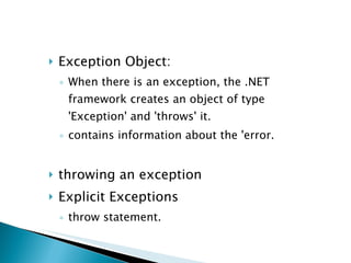 Exception Handling Mechanism in .NET CLR | PPT