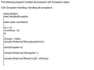 Exception handling | PPT
