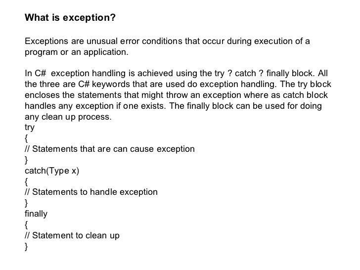 Exception handling