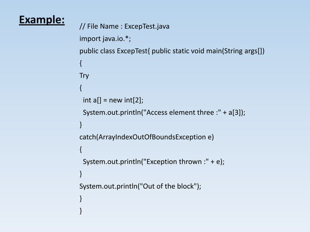 Exception handling in Java | PPTX