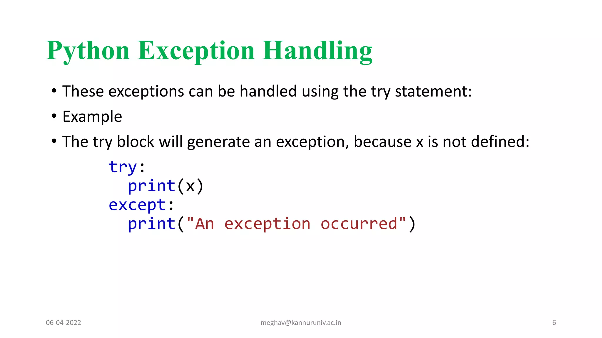 Python Exception Handling | PPT