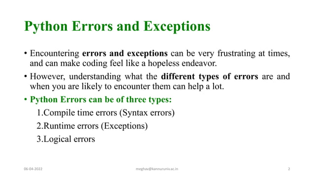 Python Exception Handling | PPT