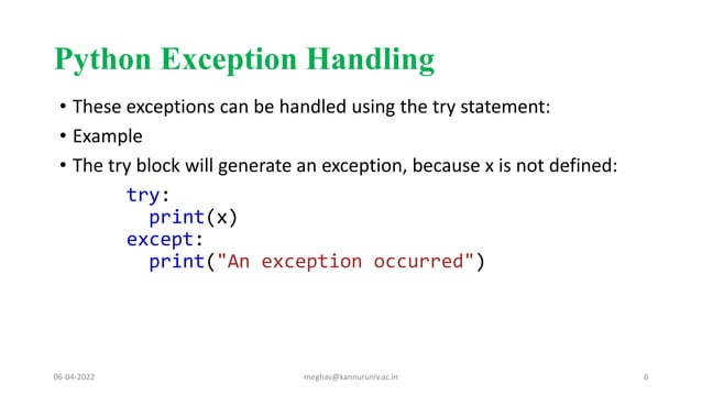 Python Exception Handling | PPTX