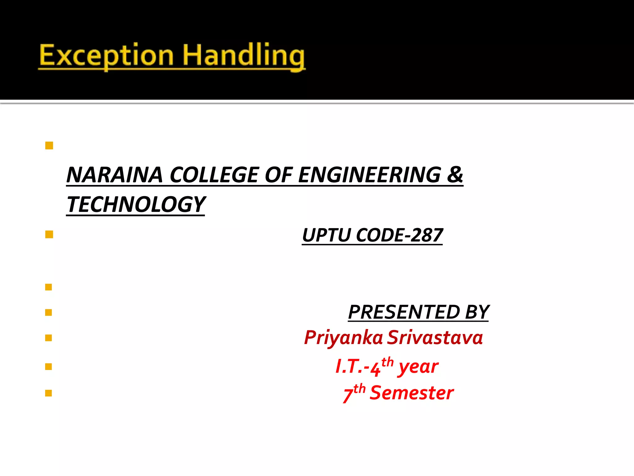 Exception handling | PPT