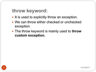 Exception handling | PPTX | Programming Languages | Computing