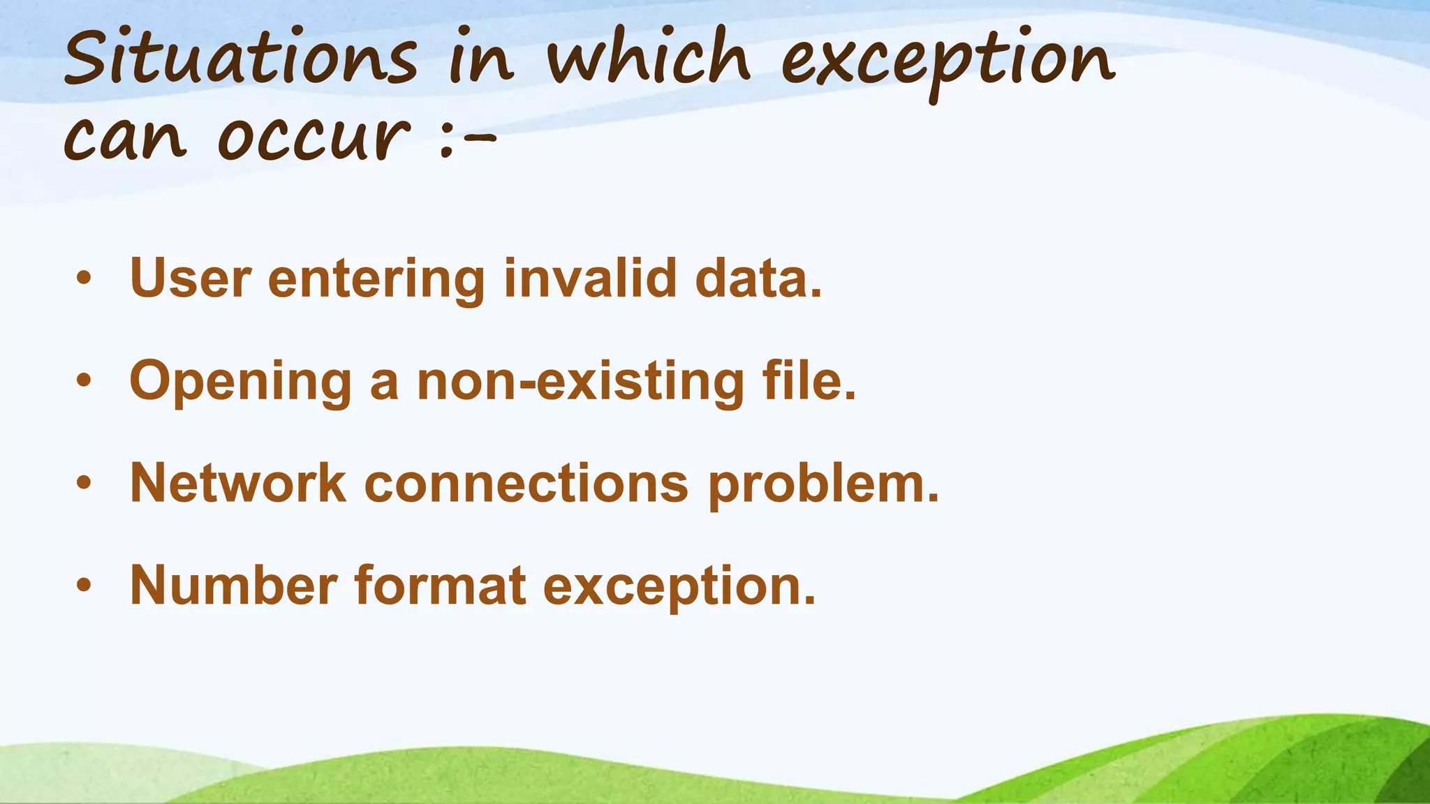Exception handling in JAVA | PPTX
