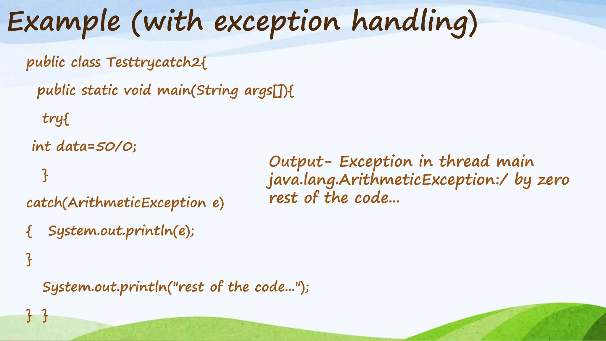 Exception handling in JAVA | PPT