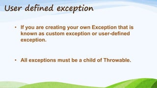 Exception handling in JAVA | PPT