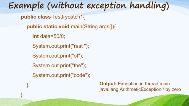 Exception handling in JAVA | PPTX
