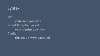 Exception handling in Python | PPT