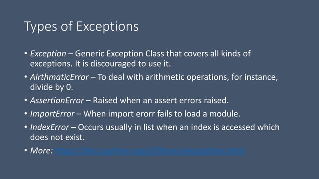 Exception handling in Python | PPTX | Programming Languages | Computing