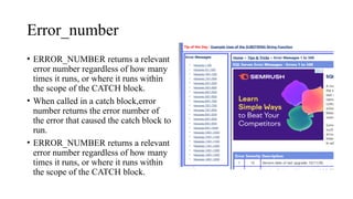 Exception handling in SQL with Execution | PPTX