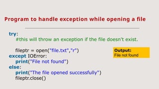 Exception Handling computer science python | PPTX