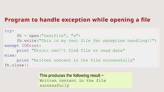 Exception Handling computer science python | PPTX