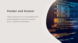 Exception Handling computer science python | PPTX