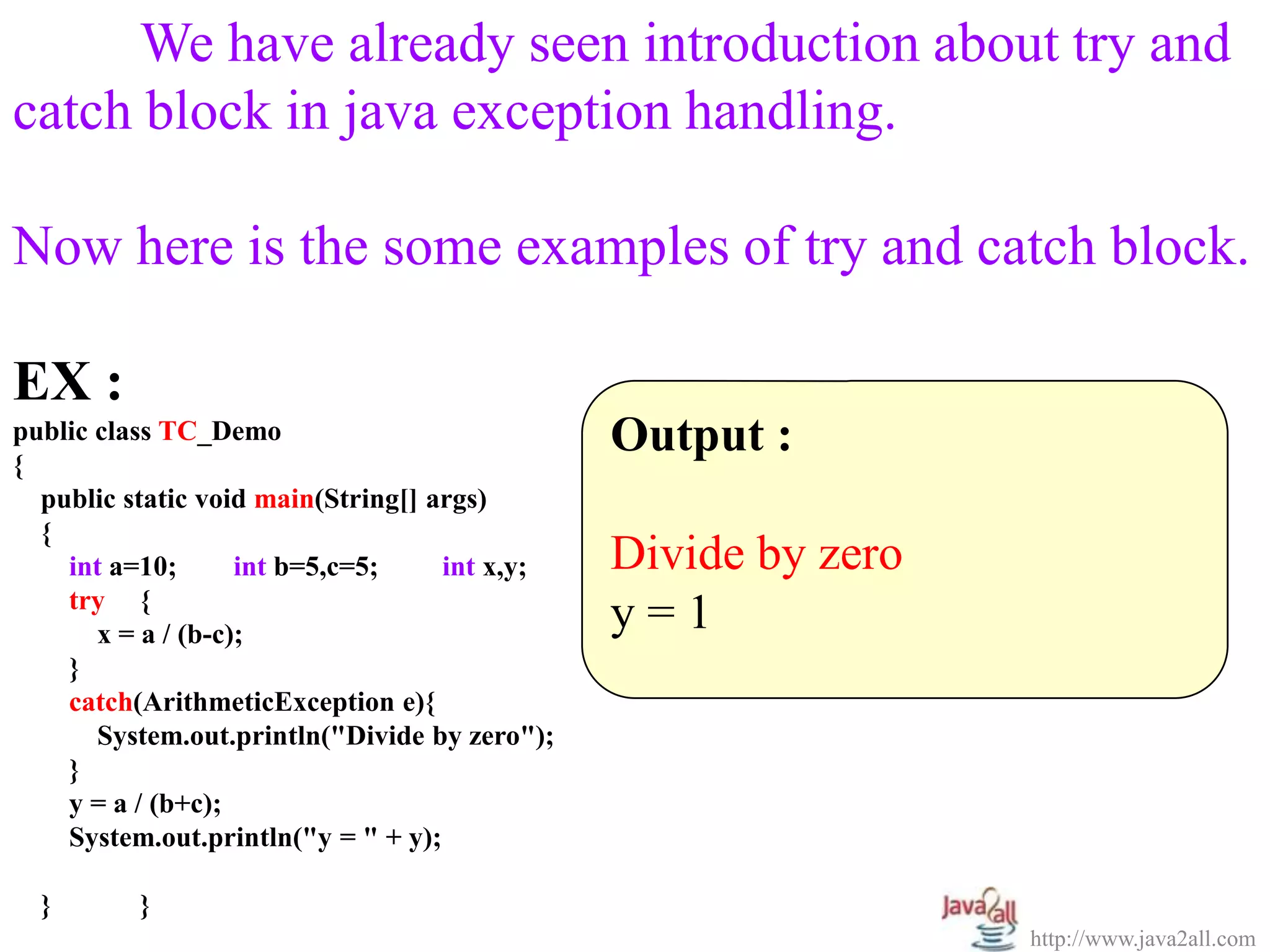 Java Exception handling | PPS