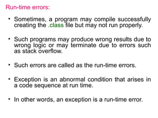 Exception_Handling in java is not mandatory | PPTX