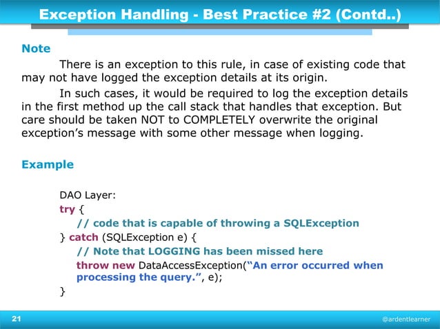 Exception handling & logging in Java - Best Practices (Updated)
