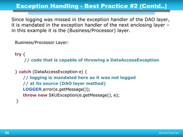 Exception handling & logging in Java - Best Practices (Updated)