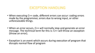 Exception handling c++ | PPTX