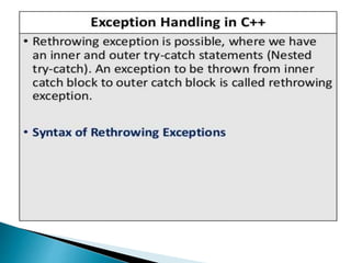 Exception handling in c++