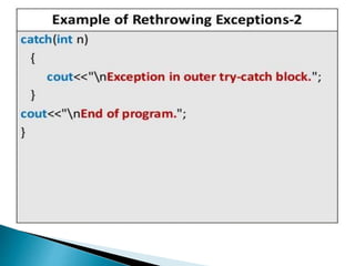 Exception handling in c++