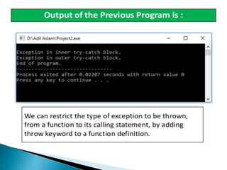 Exception handling in c++