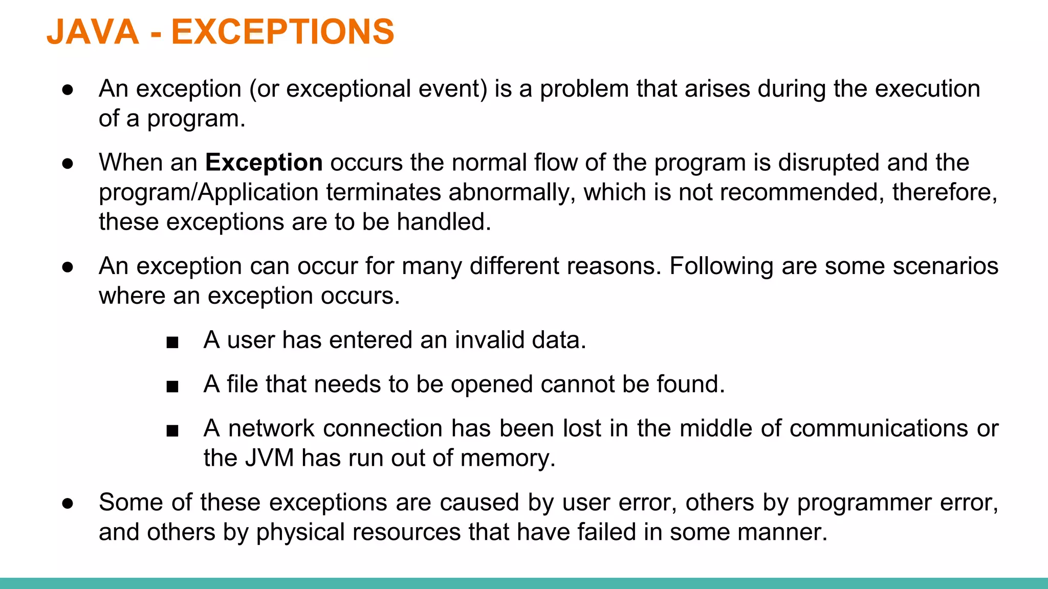 Exception handling in java | PPTX