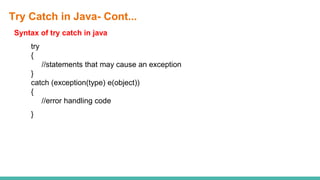 Exception handling in java | PPTX