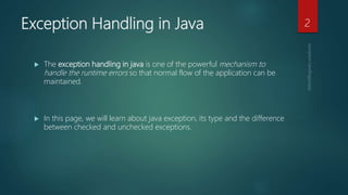 Exception handling in java | PPT