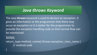 Exception handling in java | PPT